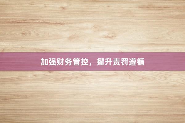 加强财务管控,擢升责罚遵循